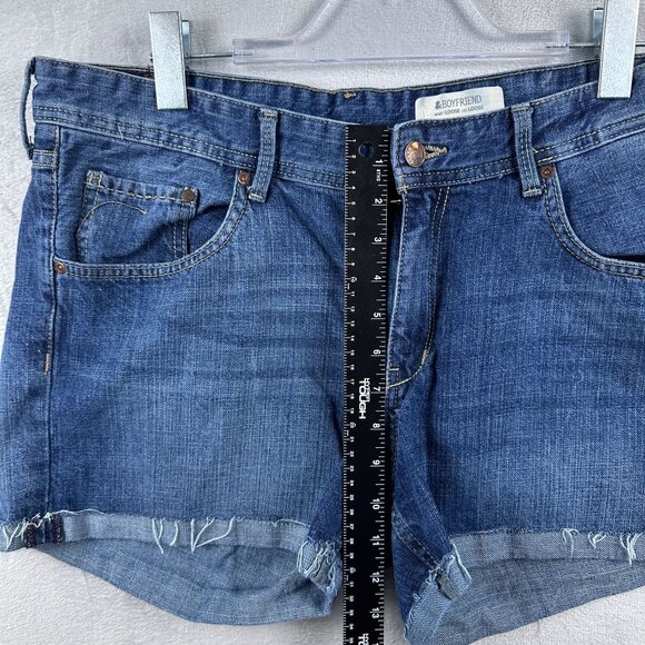 H&M Boyfriend Shorts Waist Loose Denim Stretch Mid Rise Women's Blue Size 12 - Picture 7 of 10